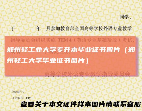 郑州轻工业大学专升本毕业证书图片（郑州轻工大学毕业证书图片）