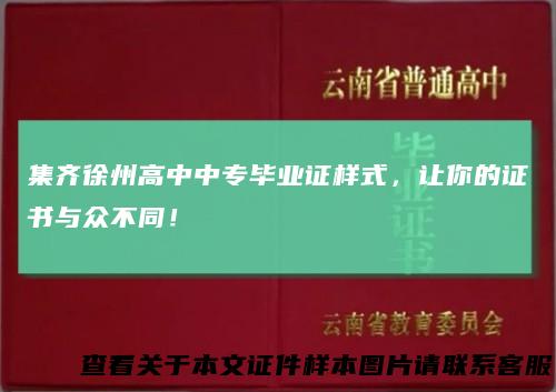 集齐徐州高中中专毕业证样式，让你的证书与众不同！