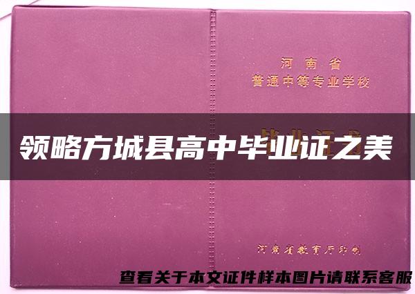 领略方城县高中毕业证之美