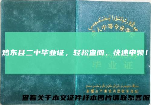 鸡东县二中毕业证，轻松查阅、快速申领！