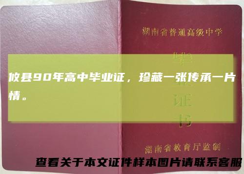 攸县90年高中毕业证，珍藏一张传承一片情。