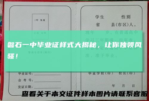 磐石一中毕业证样式大揭秘，让你独领风骚！