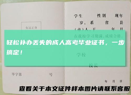 轻松补办丢失的成人高考毕业证书，一步搞定！