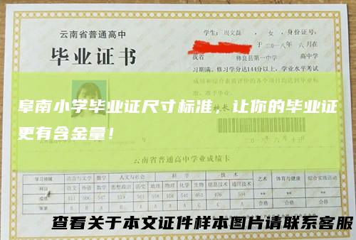 阜南小学毕业证尺寸标准，让你的毕业证更有含金量！