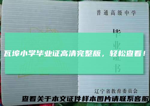 瓦埠小学毕业证高清完整版，轻松查看！