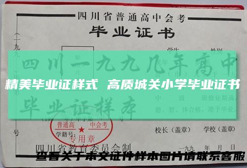 精美毕业证样式 高质城关小学毕业证书