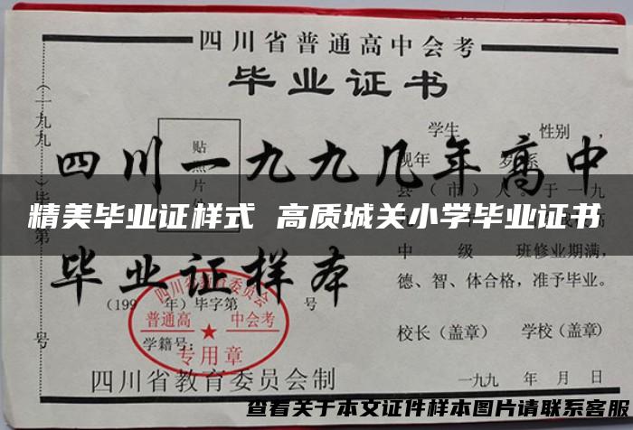 精美毕业证样式 高质城关小学毕业证书