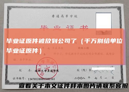 毕业证原件被放到公司了（千万别给单位毕业证原件）