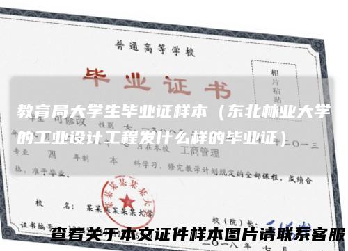 教育局大学生毕业证样本（东北林业大学的工业设计工程发什么样的毕业证）