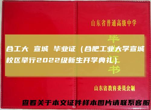 合工大 宣城 毕业证（合肥工业大学宣城校区举行2022级新生开学典礼）