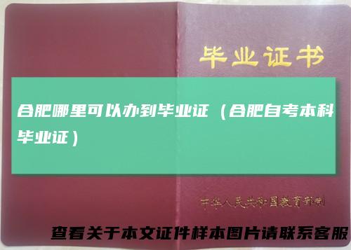 合肥哪里可以办到毕业证（合肥自考本科毕业证）