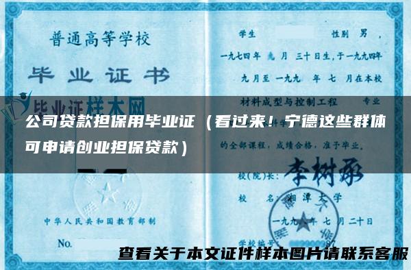 公司贷款担保用毕业证（看过来！宁德这些群体可申请创业担保贷款）