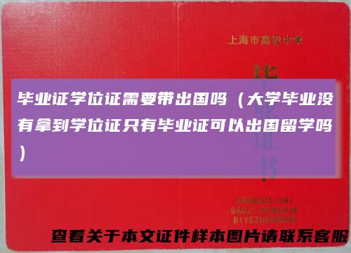 毕业证学位证需要带出国吗（大学毕业没有拿到学位证只有毕业证可以出国留学吗）