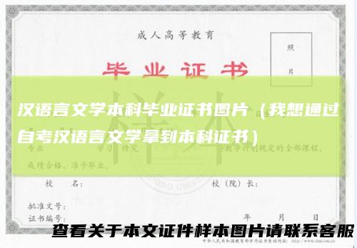 汉语言文学本科毕业证书图片（我想通过自考汉语言文学拿到本科证书）