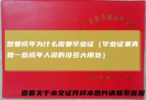 想要成年为什么需要毕业证（毕业证果真如一些成年人说的没多大用处）