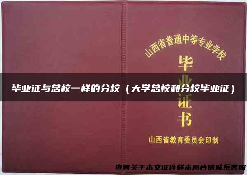 毕业证与总校一样的分校（大学总校和分校毕业证）