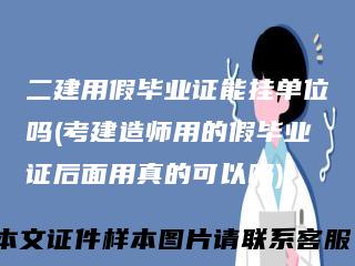 二建用假毕业证能挂单位吗(考建造师用的假毕业证后面用真的可以吗)