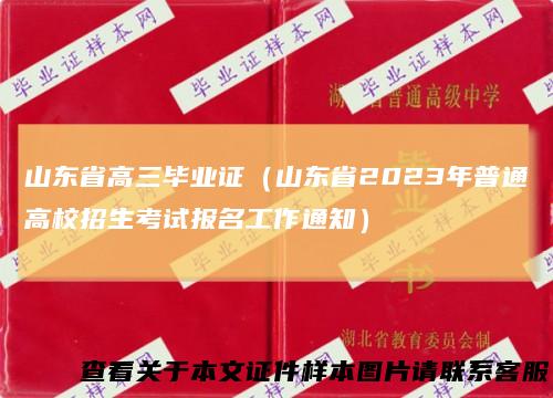 山东省高三毕业证（山东省2023年普通高校招生考试报名工作通知）