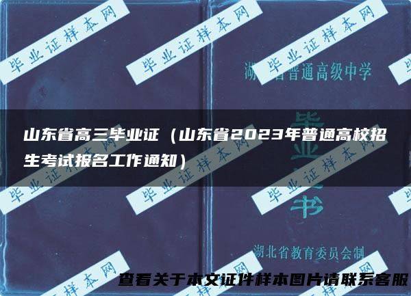 山东省高三毕业证（山东省2023年普通高校招生考试报名工作通知）