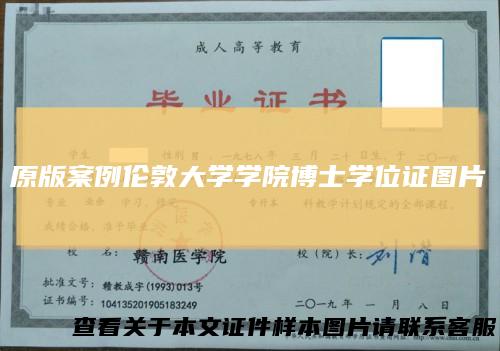 原版案例伦敦大学学院博士学位证图片