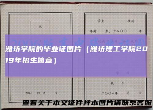 潍坊学院的毕业证图片（潍坊理工学院2019年招生简章）